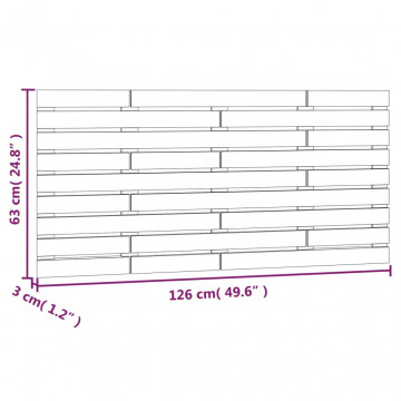 Tăblie de pat pentru perete, alb, 126x3x63 cm, lemn masiv pin - Img 7