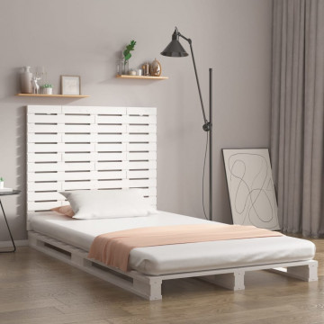 Tăblie de pat pentru perete, alb, 126x3x91,5 cm, lemn masiv pin - Img 1