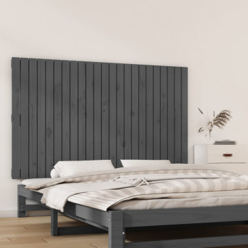 Tăblie de pat pentru perete, gri, 147x3x90 cm, lemn masiv pin - Img 1
