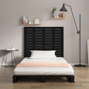 Tăblie de pat pentru perete, negru 146x3x91,5 cm lemn masiv pin - Img 3