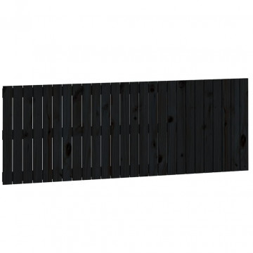 Tăblie de pat pentru perete, negru, 166x3x60 cm, lemn masiv pin - Img 2