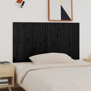Tăblie de pat pentru perete, negru, 166x3x90 cm, lemn masiv pin - Img 1
