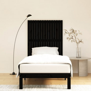 Tăblie de pat pentru perete, negru 95,5x3x110 cm lemn masiv pin - Img 3