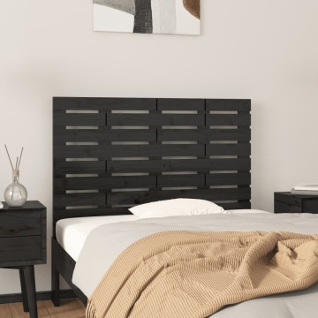Tăblie de pat pentru perete, negru, 96x3x63 cm, lemn masiv pin - Img 1