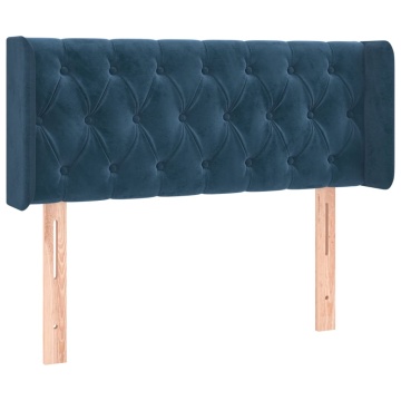 Tăblie pat cu aripioare albastru închis 93x16x78/88 cm catifea - Img 2
