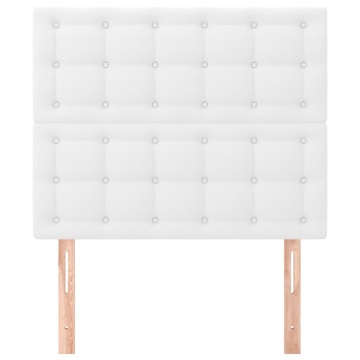Tăblii de pat, 2 buc, alb, 100x5x78/88 cm, piele ecologică - Img 3
