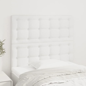 Tăblii de pat, 2 buc, alb, 90x5x78/88 cm, piele ecologică - Img 1