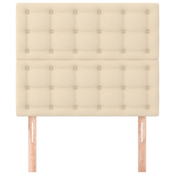 Tăblii de pat, 2 buc, crem, 100x5x78/88 cm, textil - Img 3