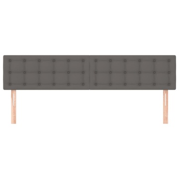 Tăblii de pat, 2 buc, gri, 100x5x78/88 cm, piele ecologică - Img 3