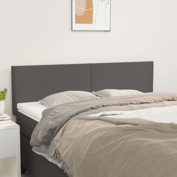 Tăblii de pat, 2 buc., gri, 72x5x78/88 cm, piele ecologică - Img 1