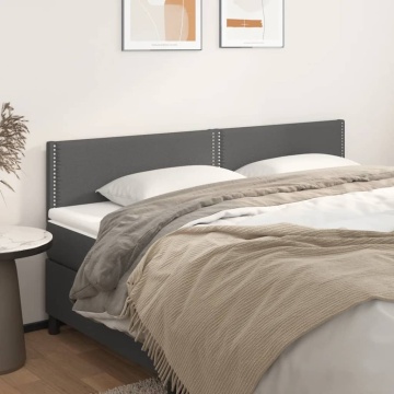 Tăblii de pat, 2 buc, gri, 90x5x78/88 cm, piele ecologică - Img 1