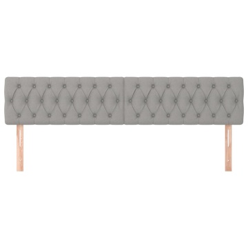 Tăblii de pat, 2 buc, gri deschis, 90x7x78/88 cm, textil - Img 3