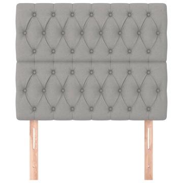 Tăblii de pat, 2 buc, gri deschis, 90x7x78/88 cm, textil - Img 3