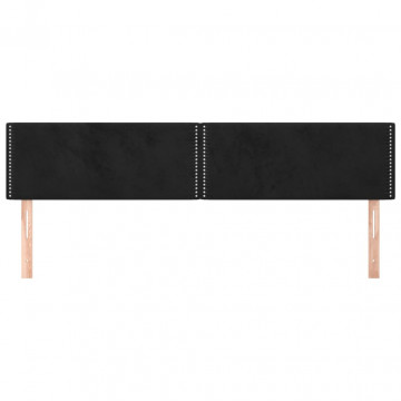 Tăblii de pat, 2 buc, negru, 100x5x78/88 cm, catifea - Img 3