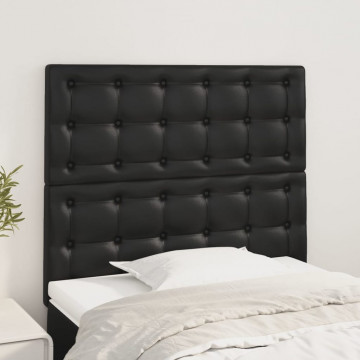 Tăblii de pat, 2 buc, negru, 90x5x78/88 cm, piele ecologică - Img 1