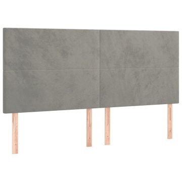 Tăblii de pat, 4 buc, gri deschis, 90x5x78/88 cm, catifea - Img 2