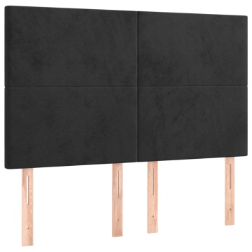 Tăblii de pat, 4 buc, negru, 72x5x78/88 cm, catifea - Img 2