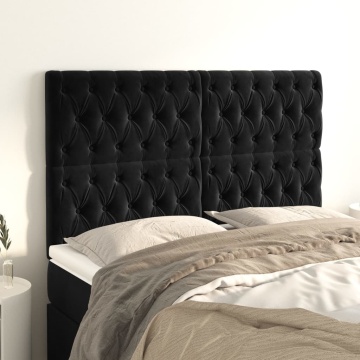 Tăblii de pat, 4 buc, negru, 72x7x78/88 cm, catifea - Img 1