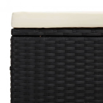 Taburet banchetă cu pernă, negru, 110x30x40 cm, poliratan - Img 6