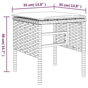 Taburete de grădină cu perne, 4 buc., gri, poliratan - Img 7