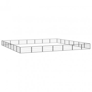Țarc câini 28 panouri negru 100x50 cm oțel vopsit electrostatic - Img 3