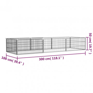 Țarc câini 8 panouri negru 100x50 cm, oțel vopsit electrostatic - Img 6