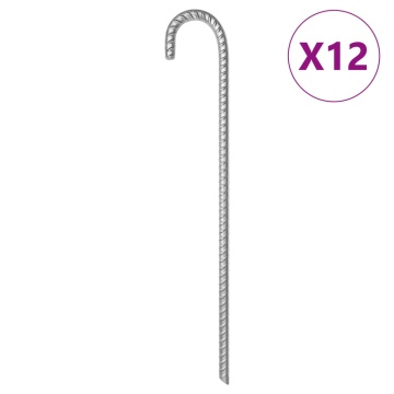 Țăruși de cort, 12 buc., 41,5 cm, Ø12 mm, oțel galvanizat - Img 1