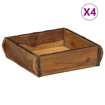 Tăvi 4 buc 31x29x10 cm Lemn Solid Recuperat - Img 2