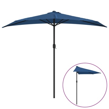Umbrelă balcon tijă aluminiu albastru 270x144x222cm, semirotund - Img 2