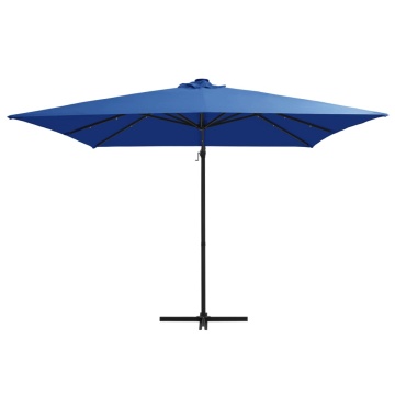 Umbrelă consolă cu LED, stâlp din oțel albastru azur 250x250 cm - Img 2