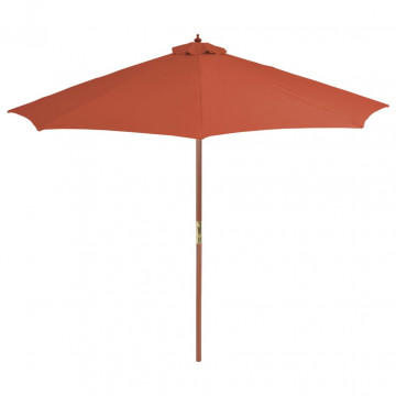 Umbrelă de exterior cu stâlp din lemn, 300 cm, teracotă - Img 2