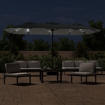 Umbrelă de grădină cu două capete cu LED, antracit, 449x245 cm - Img 3