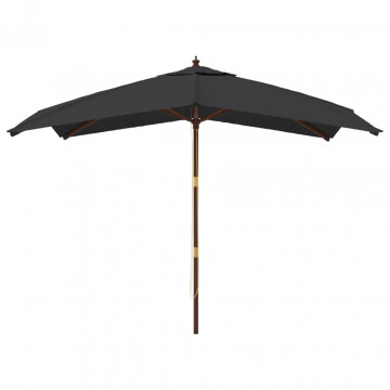 Umbrelă de grădină stâlp din lemn, negru, 300x300x273 cm - Img 3