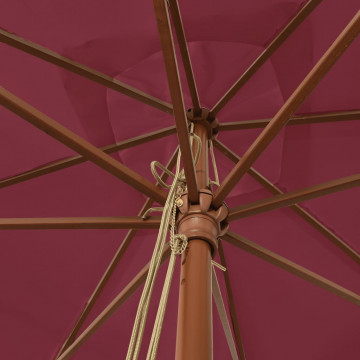Umbrelă de grădină stâlp din lemn, roșu bordo, 300x300x273 cm - Img 7