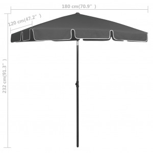 Umbrelă de plajă, antracit, 180x120 cm - Img 7