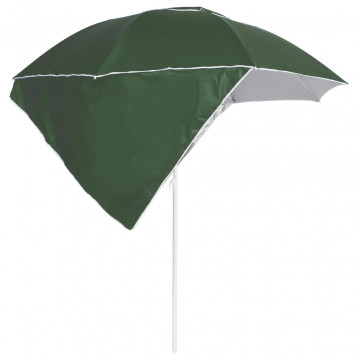 Umbrelă de plajă cu pereți laterali verde 215 cm - Img 4
