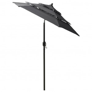 Umbrelă de soare 3 niveluri, stâlp de aluminiu, antracit, 2 m - Img 4