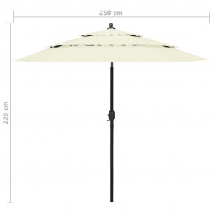 Umbrelă de soare 3 niveluri, stâlp de aluminiu, nisipiu, 2,5 m - Img 7