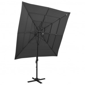 Umbrelă de soare 4 niveluri, stâlp aluminiu antracit 250x250 cm - Img 1