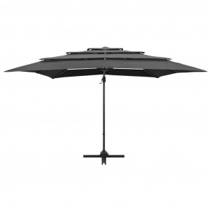 Umbrelă de soare 4 niveluri, stâlp aluminiu antracit 250x250 cm - Img 4