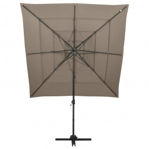 Umbrelă de soare 4 niveluri stâlp aluminiu gri taupe 250x250 cm - Img 3