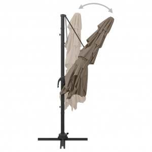 Umbrelă de soare 4 niveluri stâlp aluminiu gri taupe 250x250 cm - Img 5