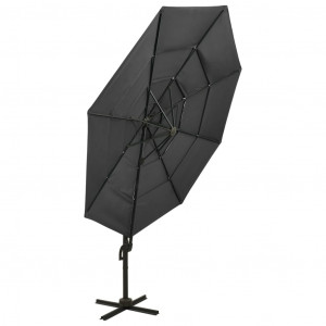 Umbrelă de soare 4 niveluri, stâlp de aluminiu, antracit, 3x3 m - Img 5