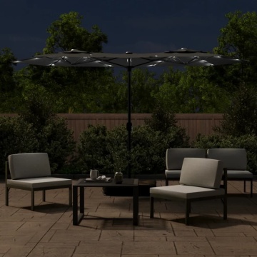 Umbrelă de soare cu două capete cu LED-uri antracit, 316x240 cm - Img 3