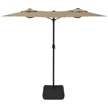 Umbrelă de soare cu două capete cu LED-uri gri taupe 316x240 cm - Img 8