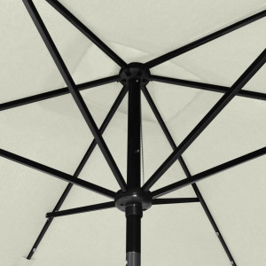 Umbrelă de soare cu stâlp din oțel & LED-uri, nisipiu, 2x3 m - Img 2