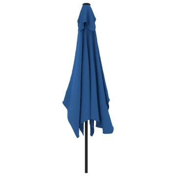 Umbrelă de soare cu stâlp metalic, albastru azur, 300x200 cm - Img 4