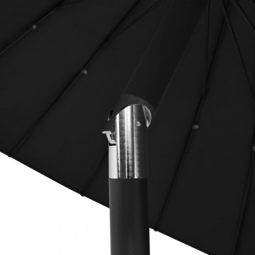 Umbrelă de soare de exterior, stâlp aluminiu, negru, 270 cm - Img 4