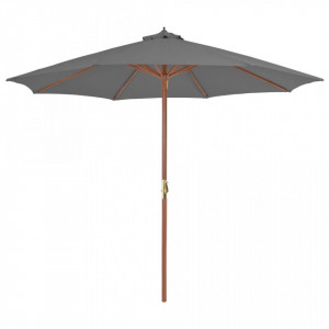 Umbrelă de soare de exterior, stâlp din lemn, 300 cm, antracit - Img 1