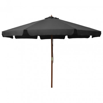 Umbrelă de soare de exterior, stâlp din lemn, antracit, 330 cm - Img 1